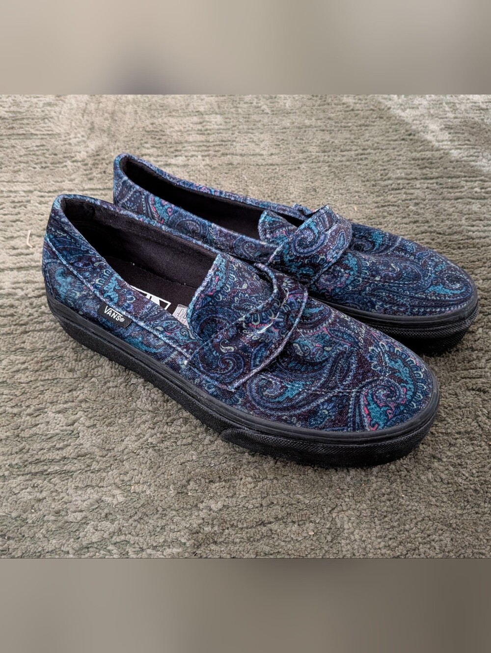 NEW Womens Vans Style 53 Velvet Paisley Floral Slip-on Sneaker Shoes Size 6.5
